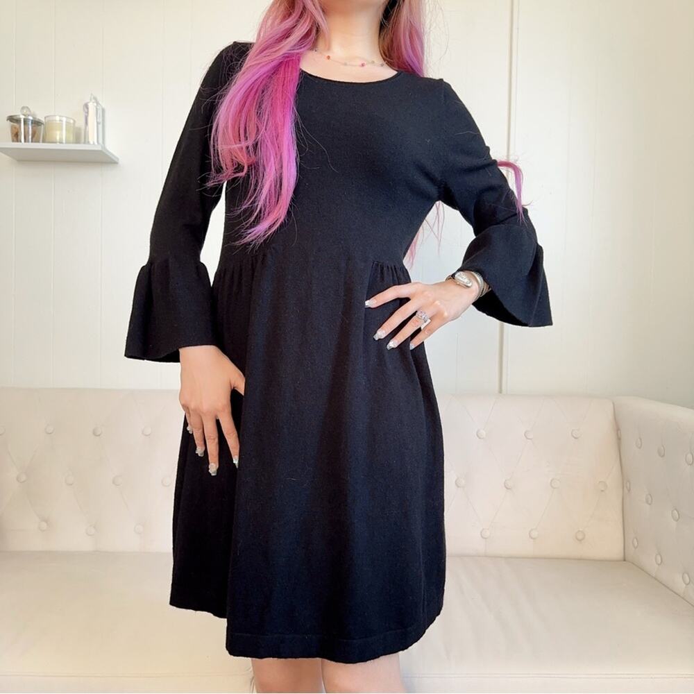 Deadstock Lost Ink Black Bell Sleeve Knit Dress Whimsigoth Relaxed Fit S